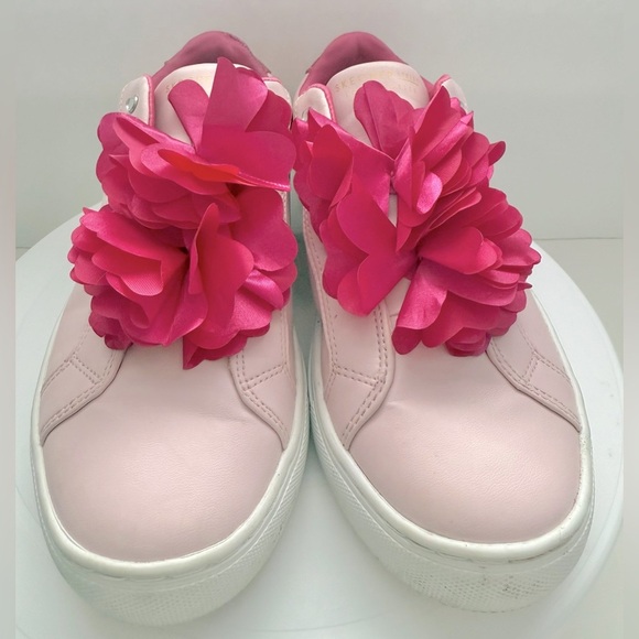 Pink Sketcher Sneakers with Floral Detail - Size 4 - Picture 3 of 10